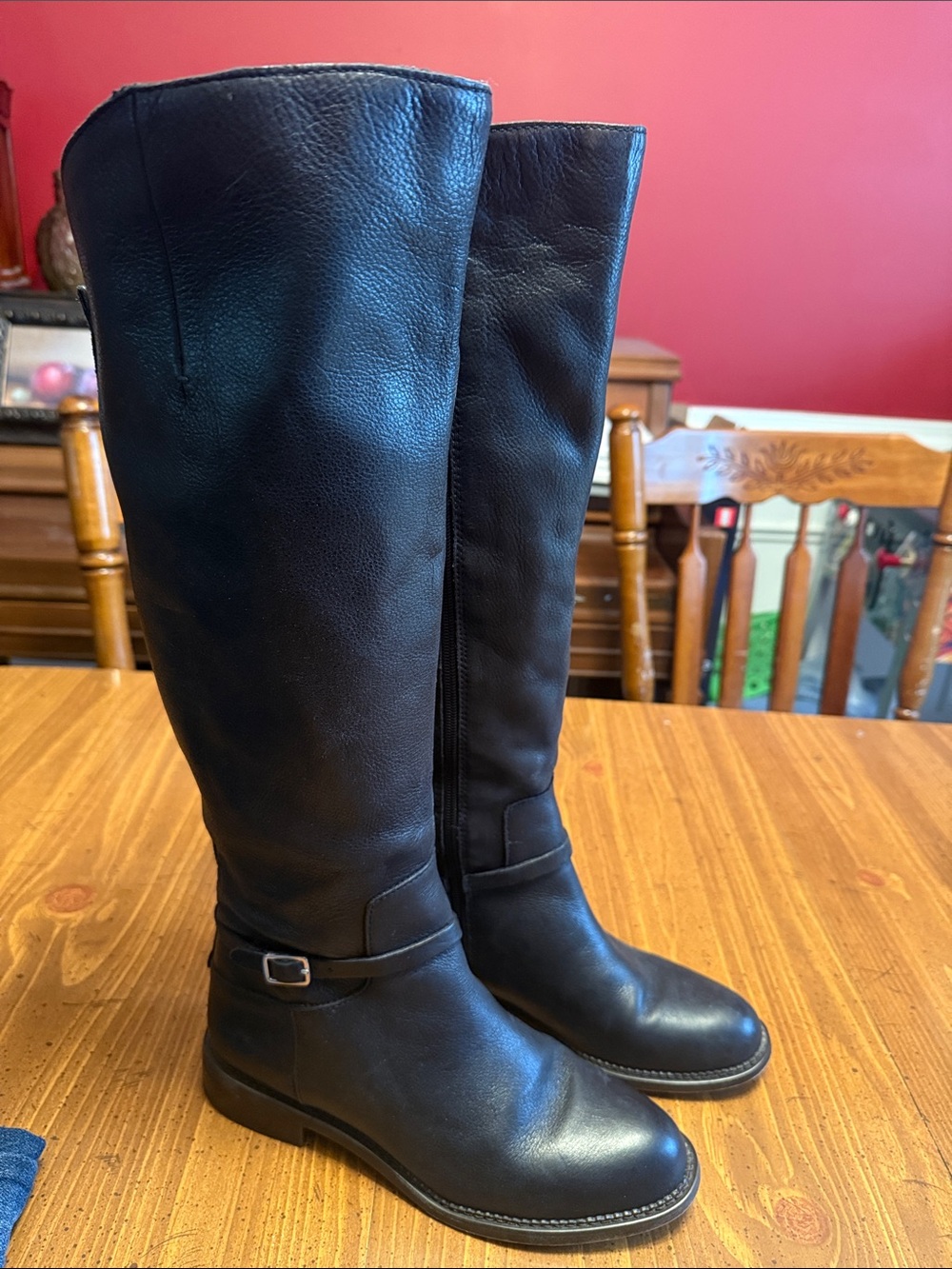 Franco Sarto Black Leather Over-the-Knee Riding Boots